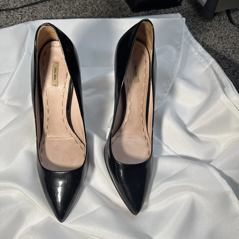 Mui Mui Black Suede High Heel Shoes Sz 39 - Picture 2 of 12